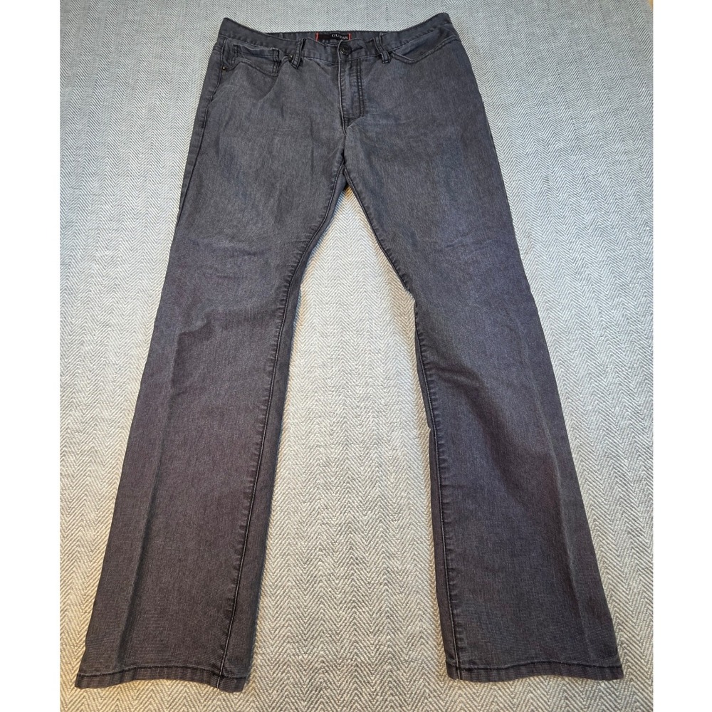 Guess McCrae Fit Ultra Slim Pants Charcoal Grey Micro Dot Textured 34x30